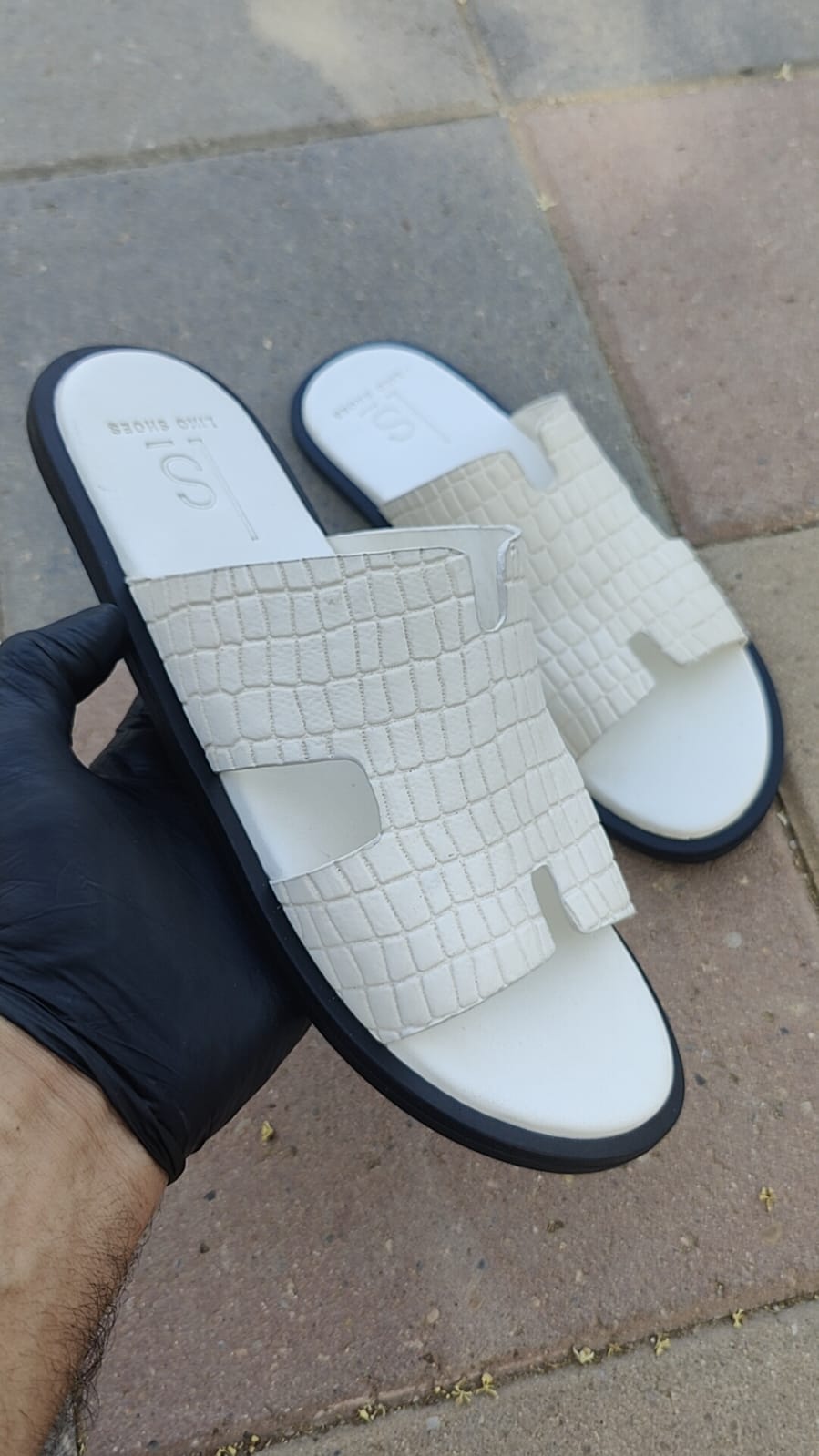 Elysée Textured Slide - WHITE (Inspired by Hermès Paris)