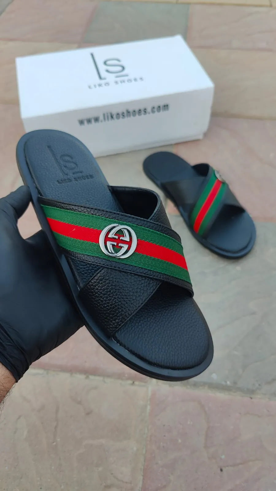 LIKO Signature Heritage Slide – Black – Inspired by Gucci's Archival Designs